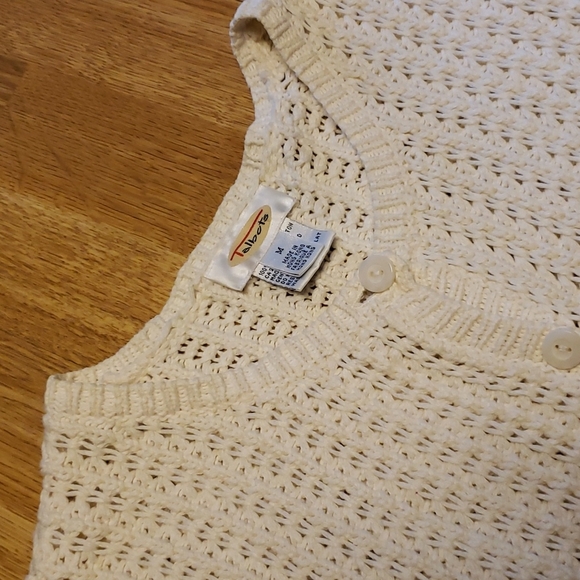 Talbots cream button front cotton sweater M - Picture 2 of 3
